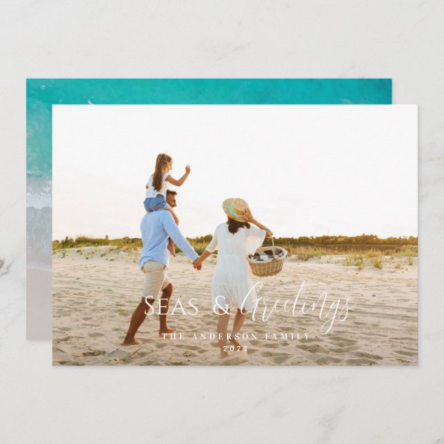 Carte de vacances de Noël minimale moderne 1 photo (Devant / Derrière)