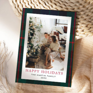 Carte de vacances de Noël moderne Tartan