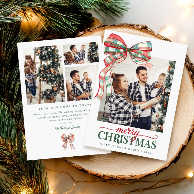 Carte de vacances de Noël photo rouge vert (Créateur téléchargé)