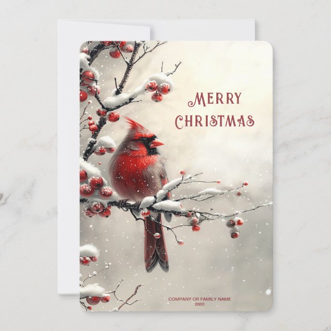 Carte de vacances de Noël Rouge Cardinal (Devant)
