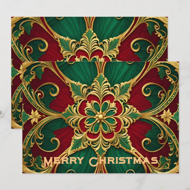 Carte de vacances de Noël rouge vert (Devant / Derrière)