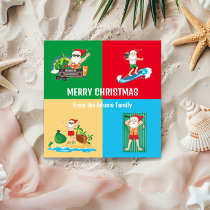 Carte de vacances de Noël Santa à la plage