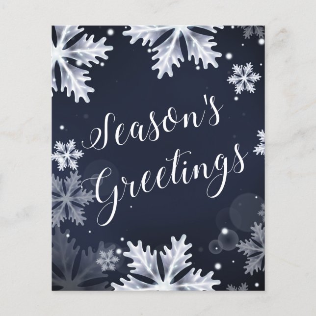 Carte de vacances de Noël scène de neige Navy budg (Devant)