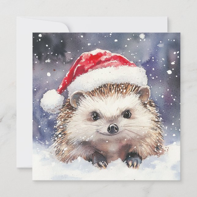 Carte de vacances de Noël Sweet Hedgehog Flat (Devant)