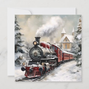 Carte de vacances de Noël Train Flat