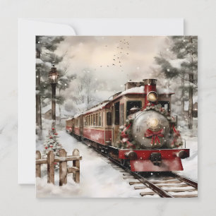 Carte de vacances de Noël Train Flat