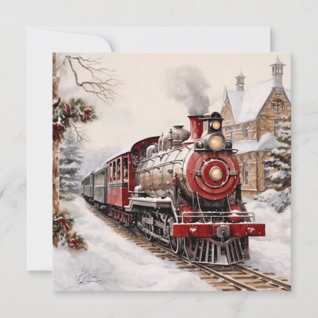 Carte de vacances de Noël Train Flat (Devant)
