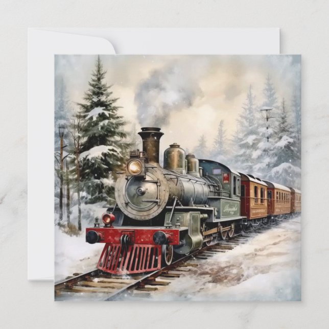 Carte de vacances de Noël Train Flat (Devant)