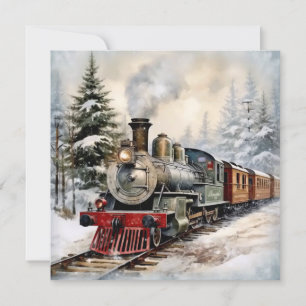 Carte de vacances de Noël Train Flat