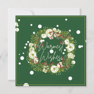 Carte de vacances de Noël verte aux baies florales