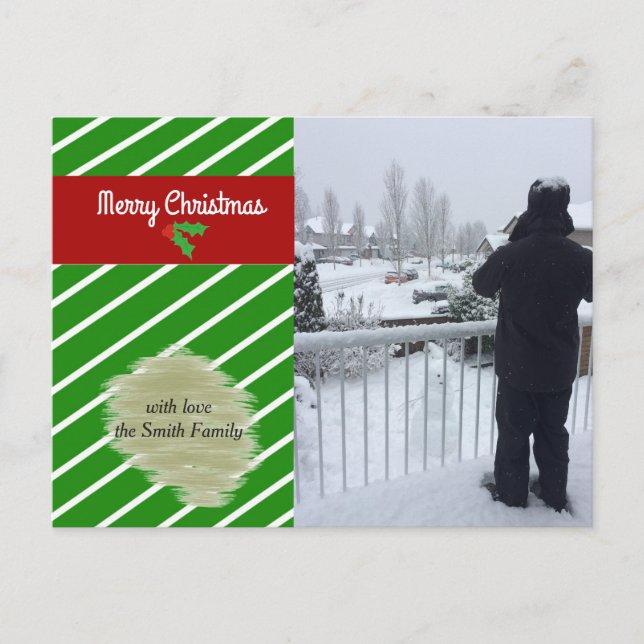 Carte de vacances de Noël verte et rouge (Devant)