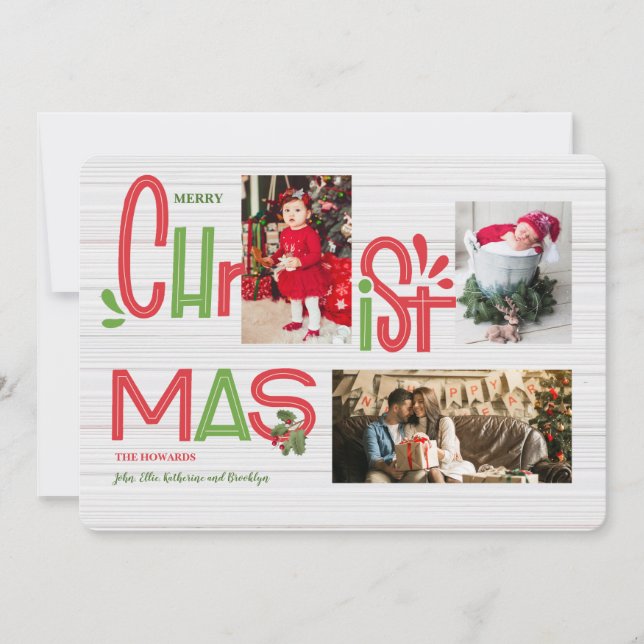 Carte de vacances de photo de lettrage de Noël (Devant)