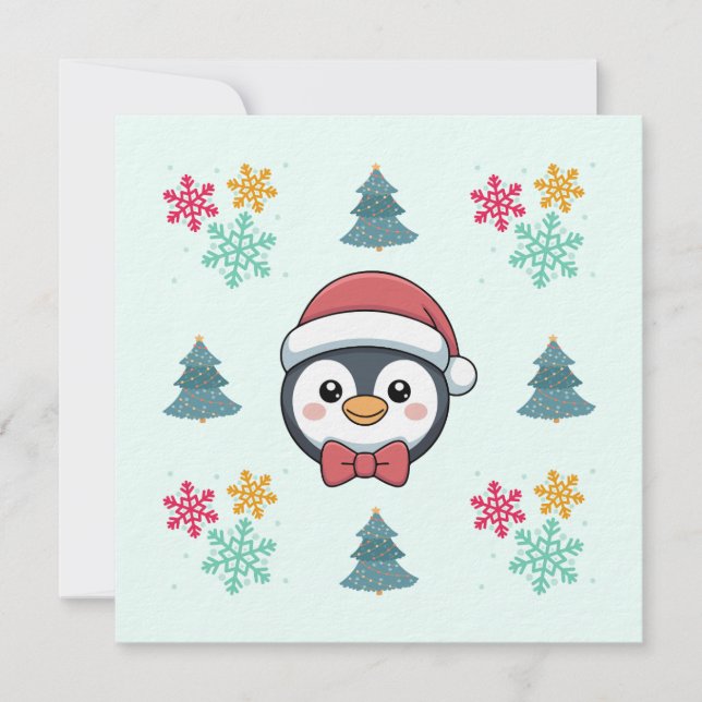 Carte de vacances de pingouin mignonne – Joie hive (Devant)