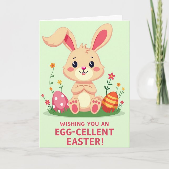 Carte de vacances de printemps de lapin mignon (Devant)
