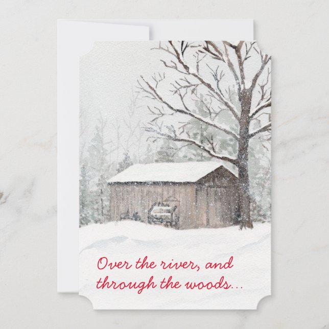 carte de vacances de scène de neige à l'aquarelle  (Devant)