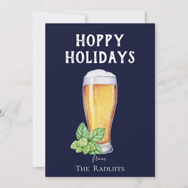 Carte de vacances de verre à bière Hoppy Holidays  (Devant)