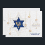 Carte de vacances de voeux Hanoukka<br><div class="desc">Une élégante carte de voeux Hanoukka avec une étoile de David et Menorah. (Photo pikisuperstar de Freepik.com). La carte est facile à customiser avec votre libellé, police et couleur de police. Pas exactement ce que vous cherchez ? Tous nos produits peuvent être conçus sur mesure pour répondre à vos besoins...</div>