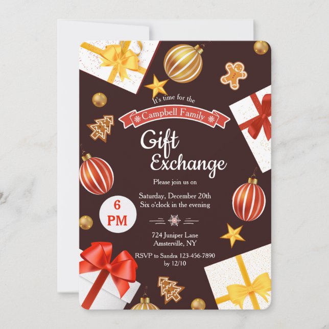 Carte de vacances d'échange de cadeau (Devant)