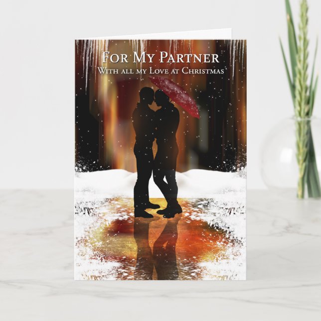 Carte De Vacances Design Partenaire Avec Couple Ga (Devant)