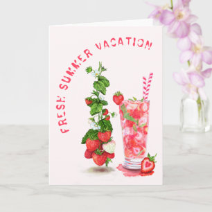 Carte de vacances d'été frais Fraise Jus de fraise