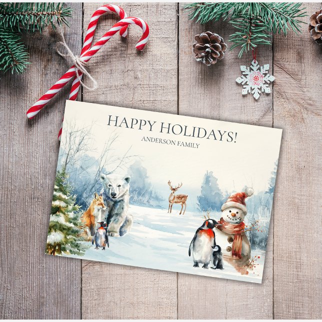 Carte de vacances d'hiver Animaux Joyeux (Créateur téléchargé)