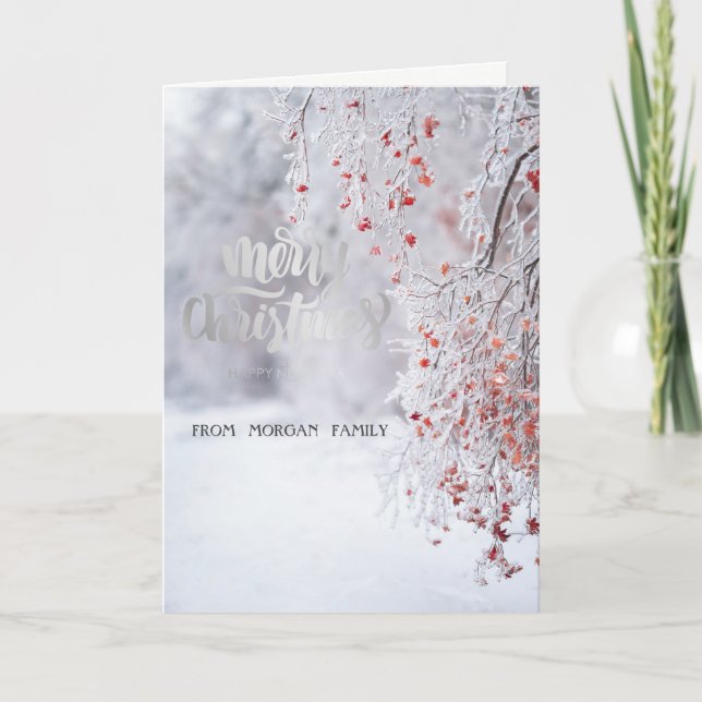 Carte de vacances d'hiver merveilleuse neige (Devant)