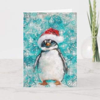 Carte de vacances d'impression de pingouin multimé