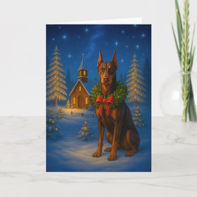 Carte de vacances Doberman rouge (Devant)
