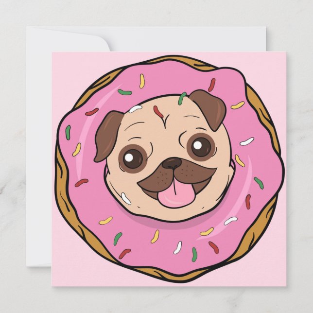 Carte de vacances Donut Pug (Devant)