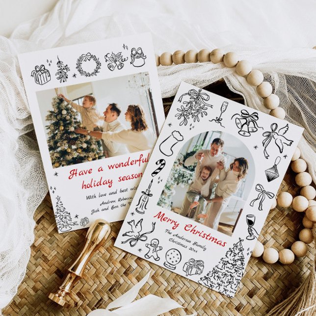Carte de vacances Doodle Photos Carte de Noël Quir (Créateur téléchargé)