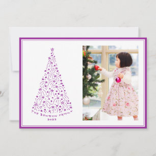 Carte de vacances Doodle Star Tree Purple