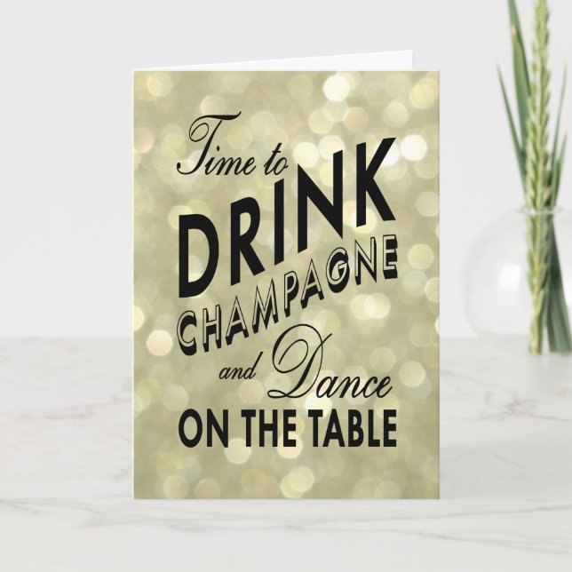 Carte de vacances dorée pour boire du Champagne (Devant)