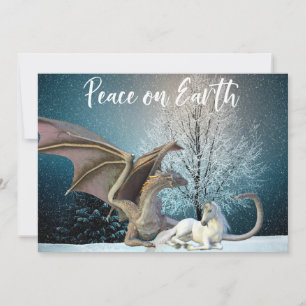 Carte de vacances Dragon Unicorn Peace on Earth Im