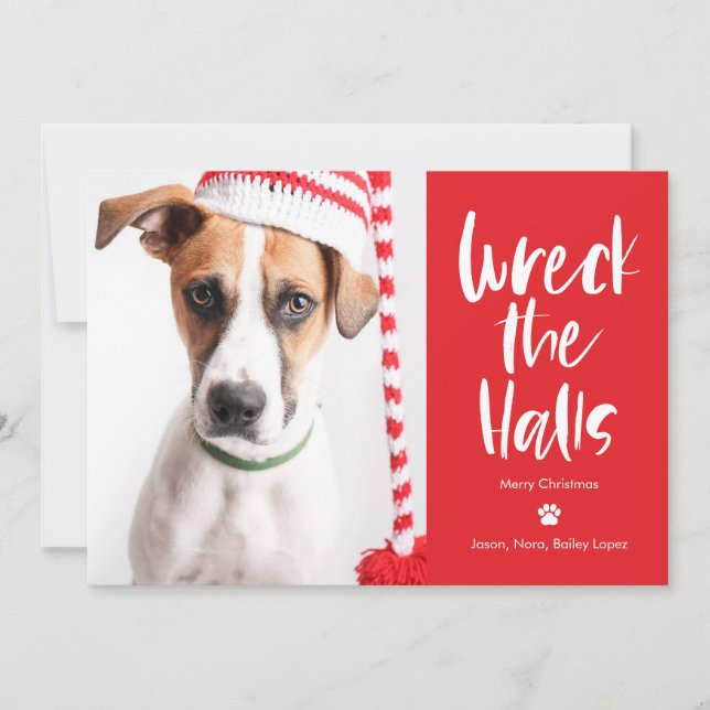 Carte de vacances éditable couleur Wreck The Halls (Devant)
