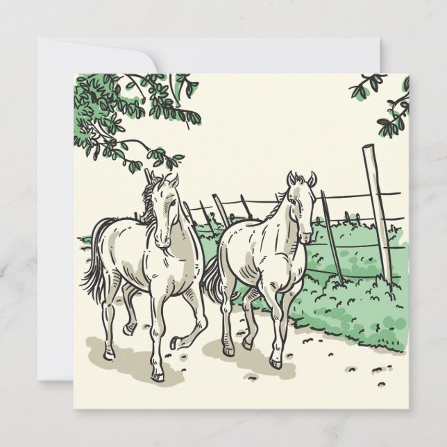 Carte de vacances Elegant Horses Flat (Devant)