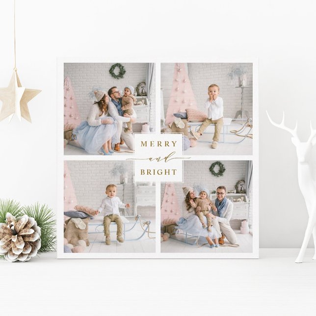 Carte de vacances élégante en or Merry & Bright po (Créateur téléchargé)