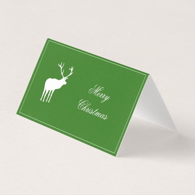 Carte de vacances élégante Green Reindeer (Front)