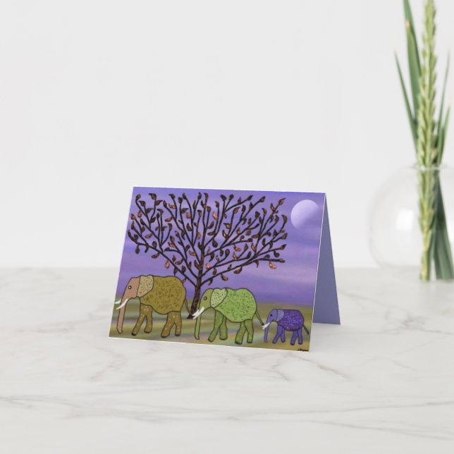 Carte de vacances éléphant lune joyeux (Devant)