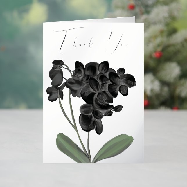 Carte De Vacances En Aluminium Aquarelle d'orchidée noire Floral Argent personnal (Vacances In Situ)