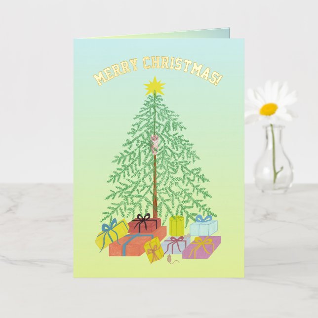 Carte De Vacances En Aluminium Arbre de Noël jaune et vert (Petite fleur)