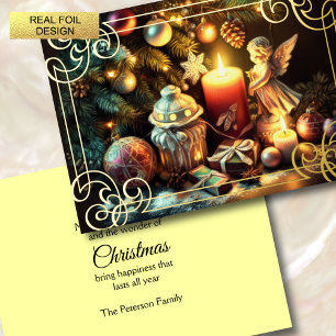 Carte De Vacances En Aluminium Calque Dessin Arbre de Noël Bougie Angel