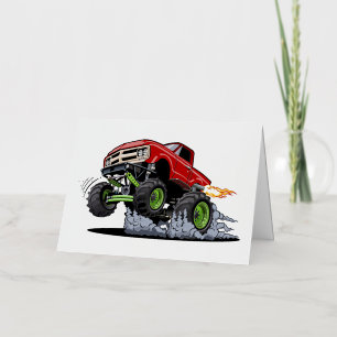 Carte De Vacances En Aluminium Camion monstre de dessin animé