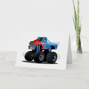 Carte De Vacances En Aluminium Camion monstre de dessin animé