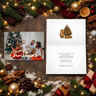 Carte De Vacances En Aluminium Capa Noël Cozy Photo Capybara Chocolat Chaud Rétro