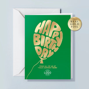 Carte De Vacances En Aluminium Carte de vœux d'anniversaire en aluminium vert Log