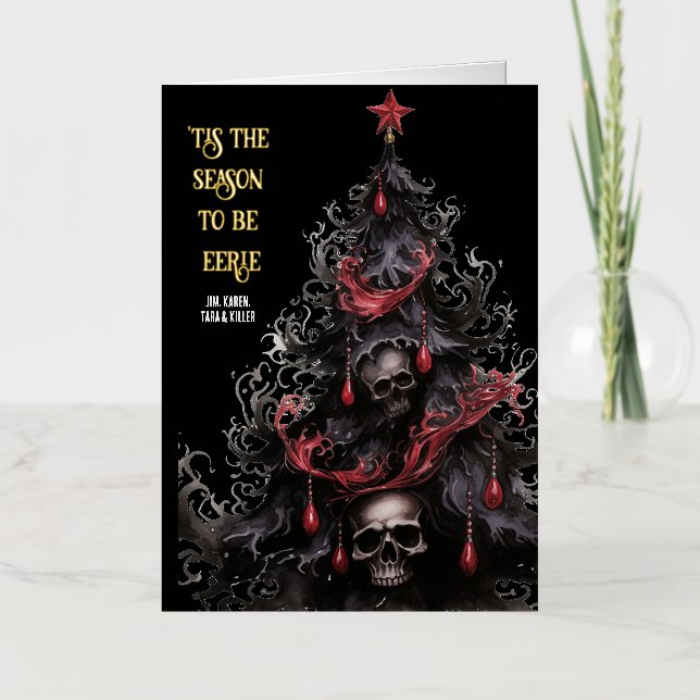 Carte De Vacances En Aluminium C'est la saison Eerie Goth Skull Xmas Tree (Recto)