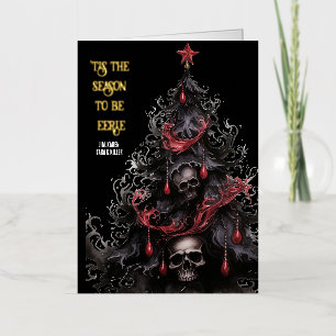 Carte De Vacances En Aluminium C'est la saison Eerie Goth Skull Xmas Tree