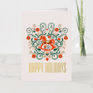 Carte De Vacances En Aluminium Cheval à bascule rétro vintage Noël