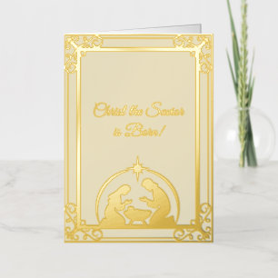 Carte De Vacances En Aluminium Christ le Sauveur est né Gold Foil