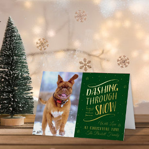 Carte De Vacances En Aluminium Dashing Through the Snow   Photo de Noël Real